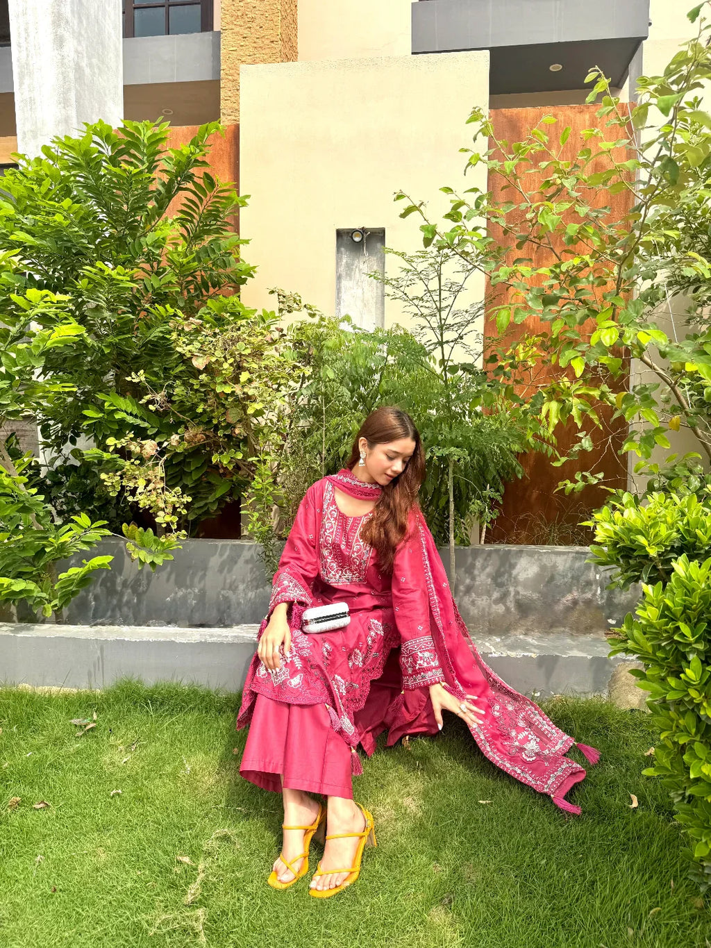 AZEEN Embroidered 3 pc set (With Chiffon dupatta)