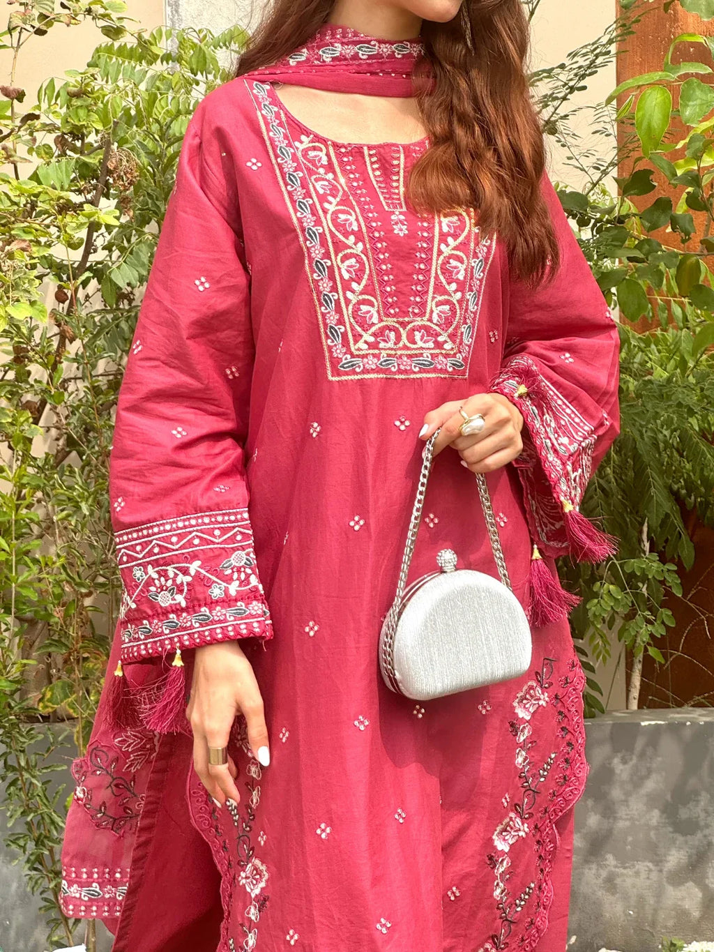 AZEEN Embroidered 3 pc set (With Chiffon dupatta)