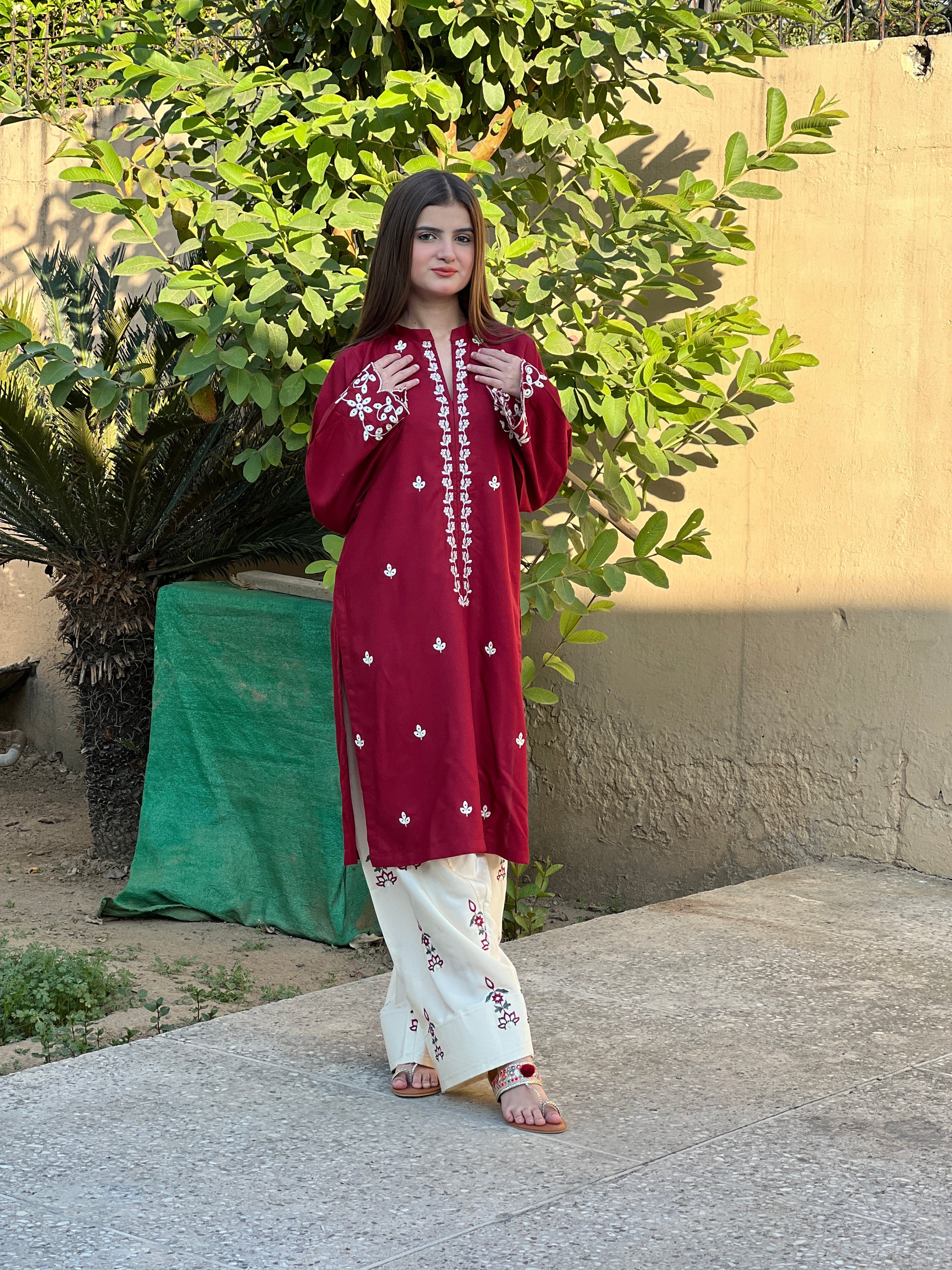 ZARF 2 pc Embroidered Shirt + Embroidered Farshi Shalwar