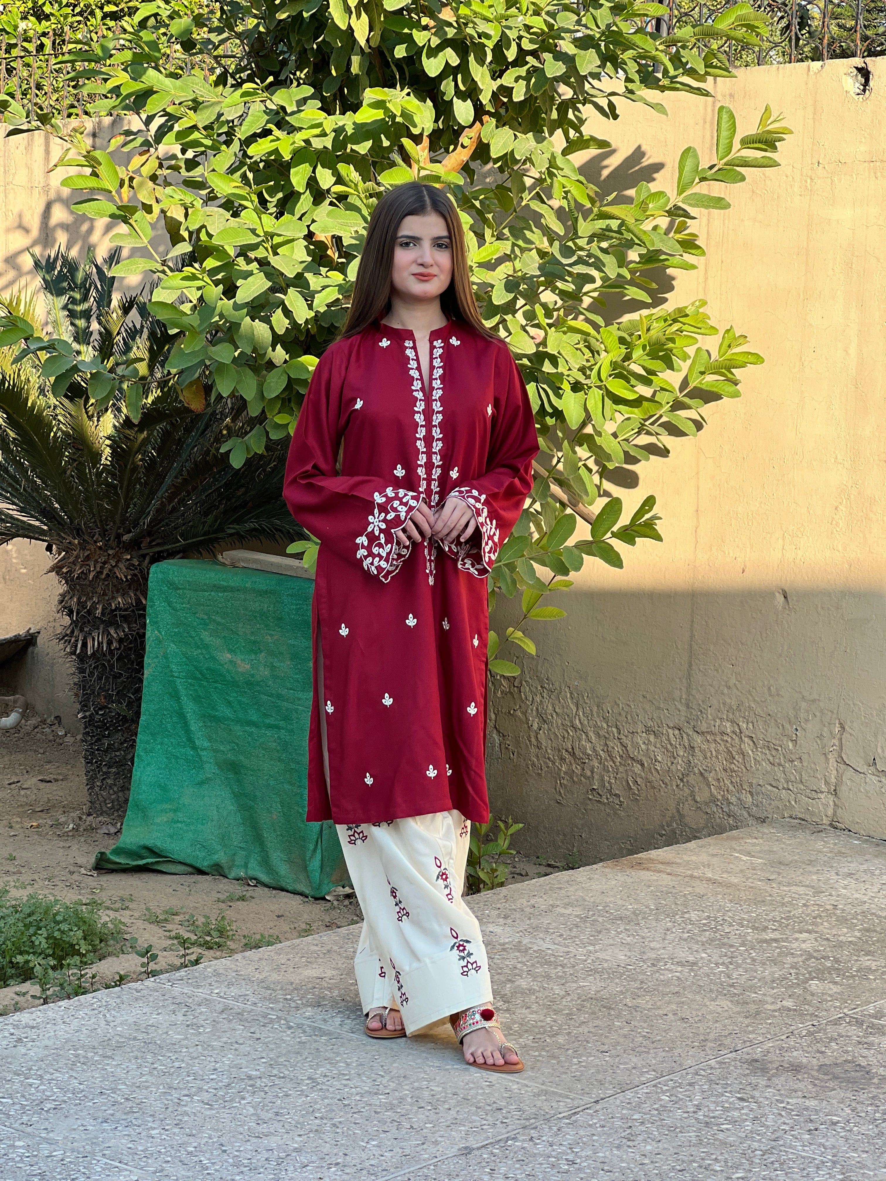 ZARF 2 pc Embroidered Shirt + Embroidered Farshi Shalwar
