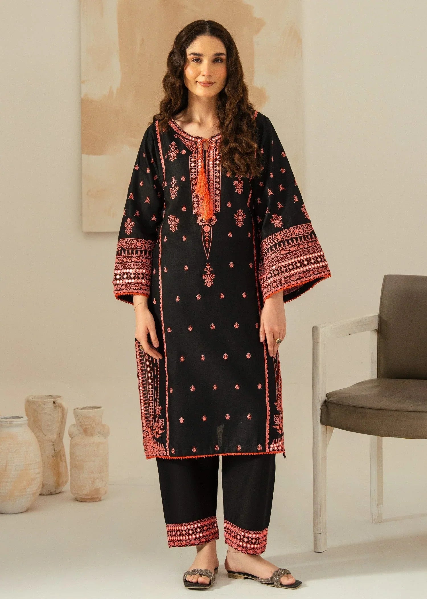 AJAL Embroidered 2 pc set